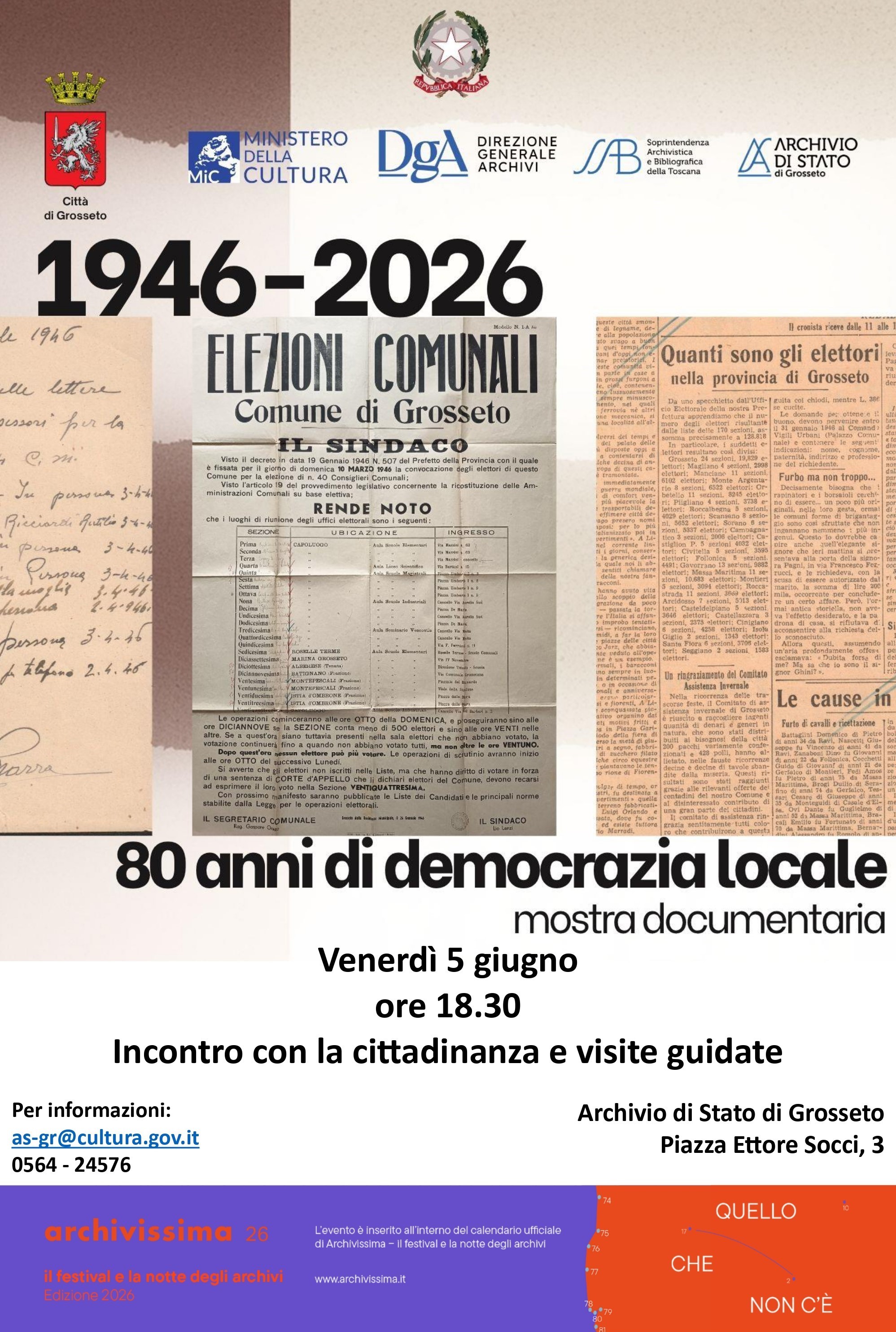 1946-2026. 80 anni di democrazia locale. Mostra documentaria
